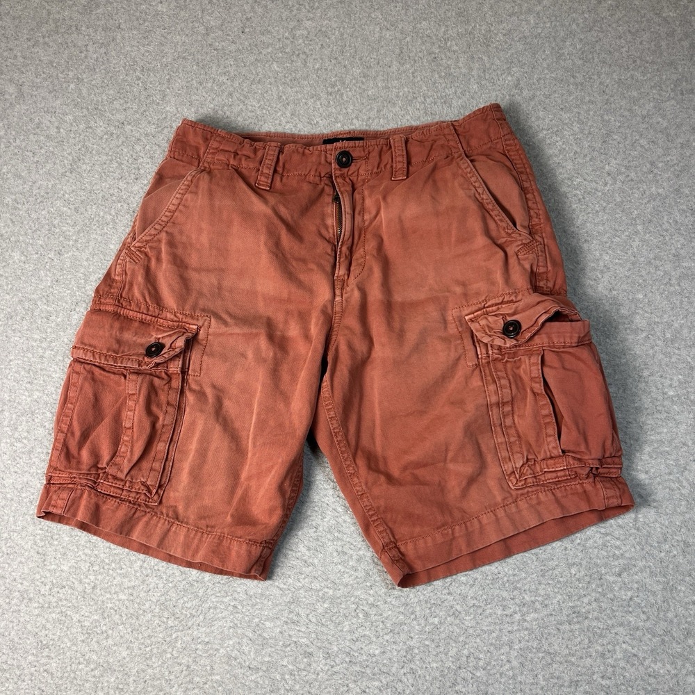 American Eagle Shorts Mens 32 Orange Cargo Classic Long Board 10" Salmon Cotton